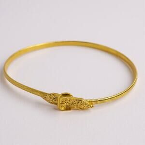 Vintage N.Y.C. Women's Gold Tone Metal Etruscan Buckle Waist Belt One Size